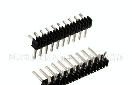 2.54mm, 1*10PIN,  90°插板. K脚 排针