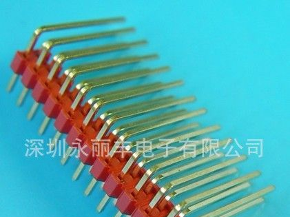 2.54mm 双排排针、 红色胶芯 弯排针