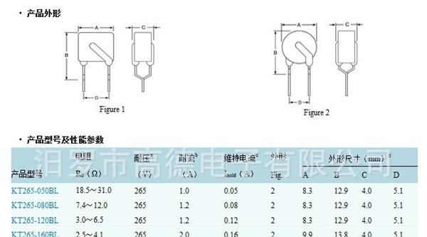 KT-265插件自恢复保险丝/热敏电阻