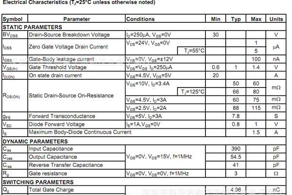AO6800/双N沟道增强型场效应管MOSFET/30V 3.4A/SOT-163/AOS