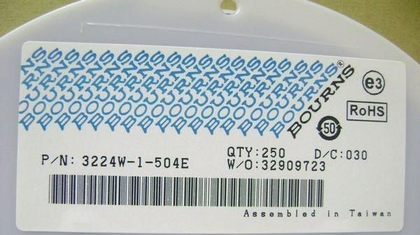 供应可调电阻 3224W 500K 美国 100% 顶调多圈 电位器