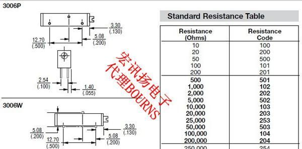 3006P-1-103LF 原装Bourns 3006P系列微调电位器 3006Y 3006X