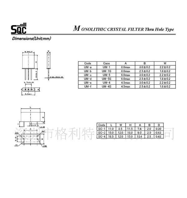 供应日本SORACHI晶体滤波器21.4MHZ