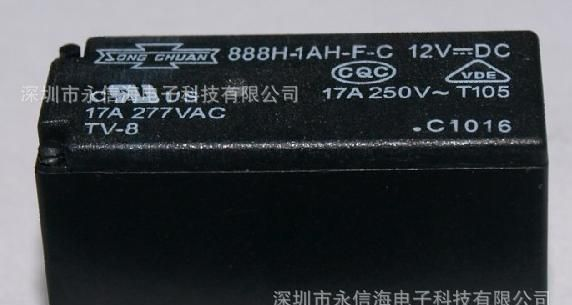 原装松川继电器888H-1AH-F-C 12VDC单组6脚17A 17A/277VAC