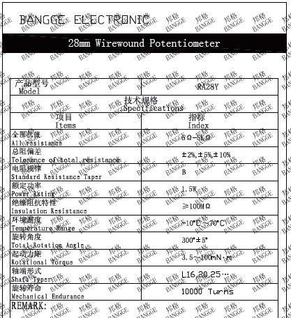 供应RA28Y单圈精密线绕电位器(图) 【邦格电子】