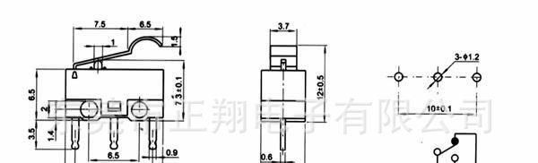 供应弯柄微动开关电器微动开关3.5脚微型电源开关