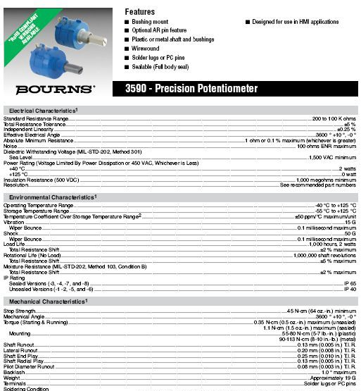 3590S-2-201L 美国BOURNS电位器 可调电位器【全新原装】