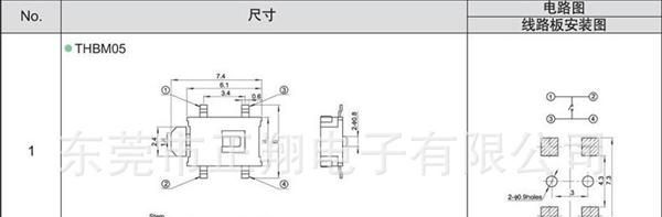 4.0*6.1侧按轻触开关THBM05侧按中乌龟轻触开关