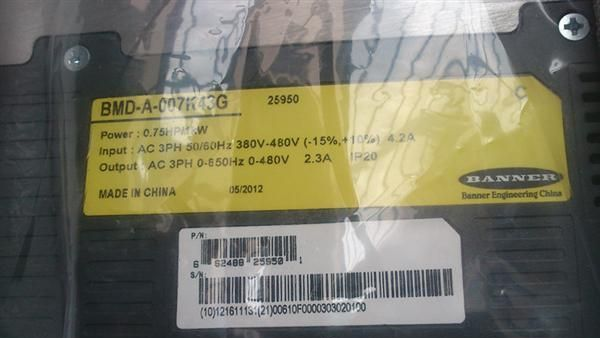 一级代理原装 邦纳变频器BMD-A-007K43G
