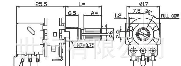 供应带推拉式开关的电位器SP-RA16K4RW