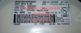 供应298D336X06R3M2T  VISHAY钽电容6.3V33UF J型(0603)