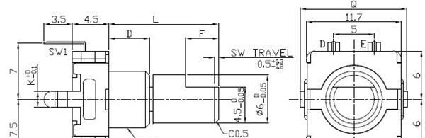 国产编码器编码开关RE11（EC11）1脉冲旋转编码器