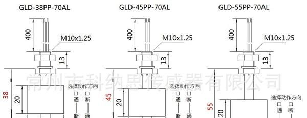 供应小型PP浮球液位开关， 水位开关GLD-45PP-10AL