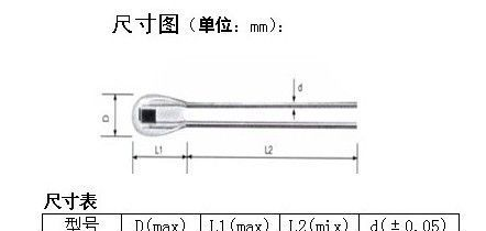 单端玻璃封装NTC热敏电阻  100K  1%  3950