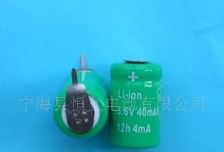 供应3.6V 40mAH锂离子电池（扣式充电池）