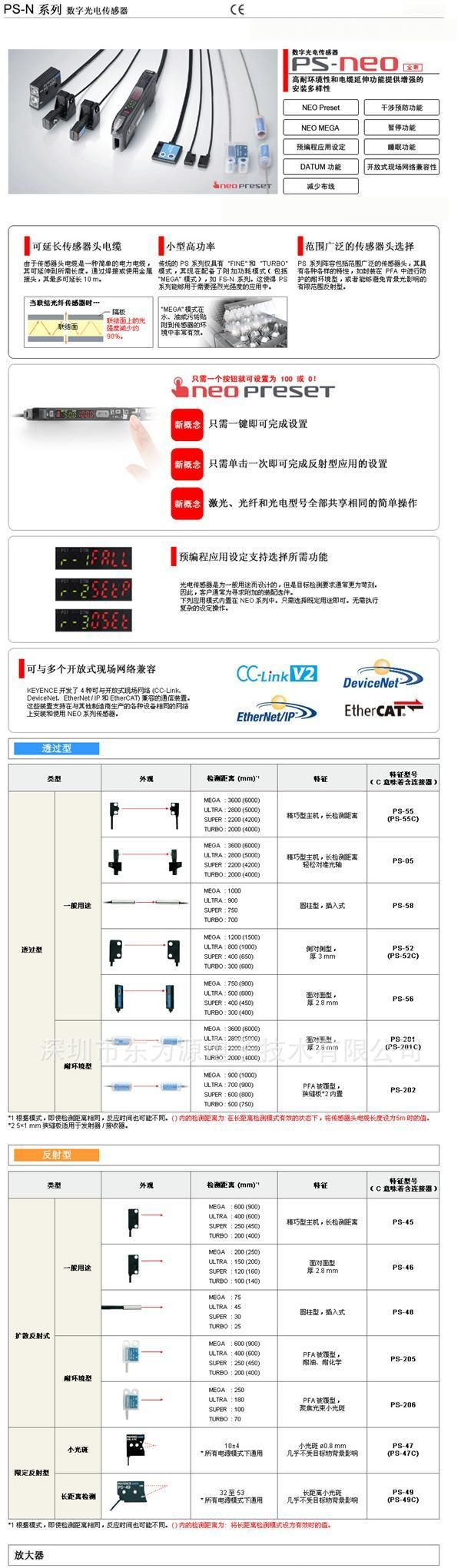 KEYENCE基恩士 PS-N系列 光电传感器