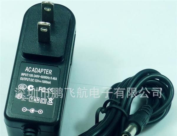 美规LED电源 12V1A插墙式开关电源 适配器 软硬灯条适配器
