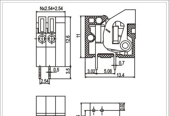 厂家直接供应弹簧接线端子 141R 弯针 间距 2.54mm 环保