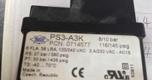 供应ALCO艾柯 EMERSON艾默生 PS3-A3K 压力继电器 压力控制器 艾柯压力开关