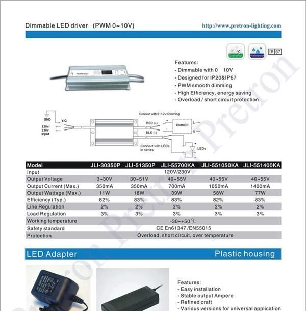 LED恒压防水电源  15W(100% 满载)   0.63A   额定输出电压:DC24V