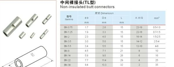 BV 长形全绝缘中间接头 BN 中间裸接头 PVT短型全绝缘中间接头