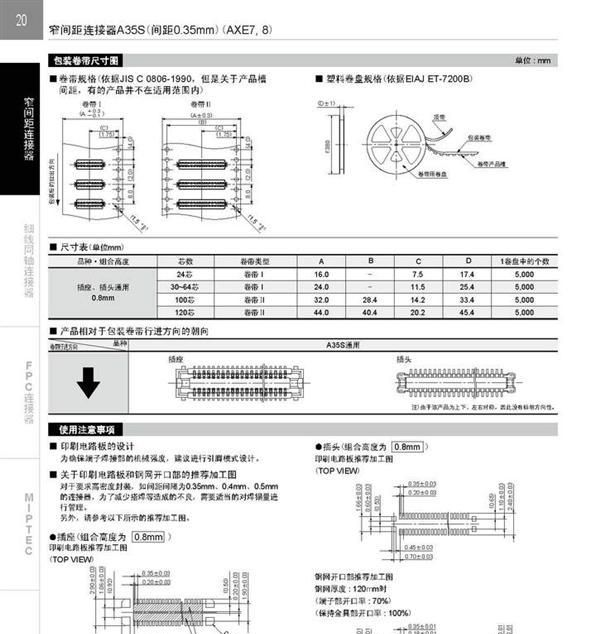 连接器AXE724124,松下连接器，板对板连接器，连接器