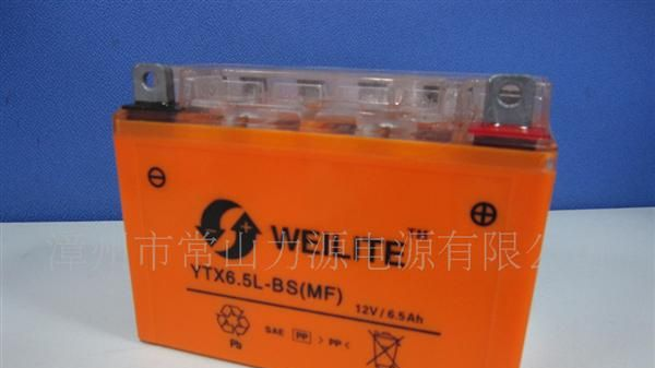 供应铅酸蓄电池YTX6.5L-BS（MF）橙色槽
