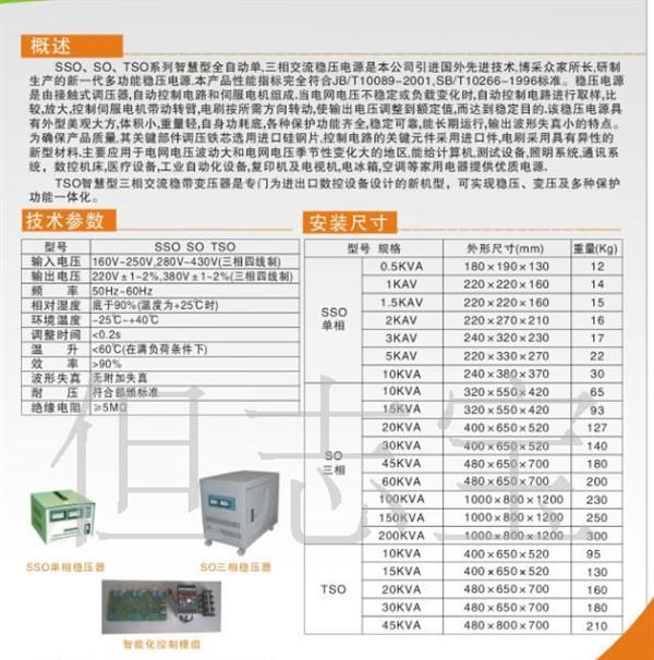 批发赛欧牌SO高精度全自动三相交流稳压器