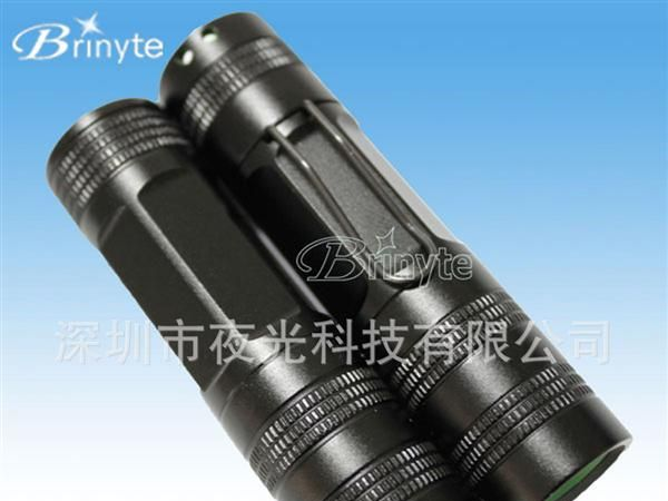 强光照明电筒 Brinyte 602C-J黑色带夹子 CREE R5白光 厂家直销