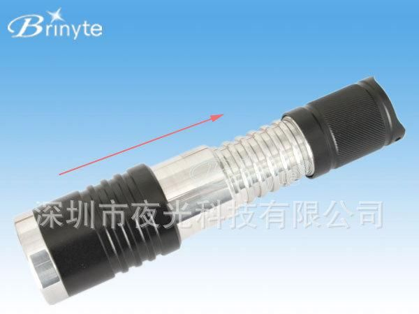 Brinyte N6E无极变焦手电 中段不锈钢 CREE T6三档调光 礼品手电