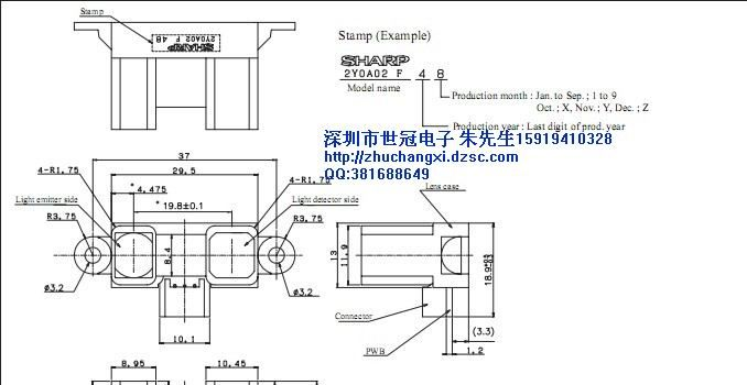 供应光电距离传感器GP2YOA02YKOF