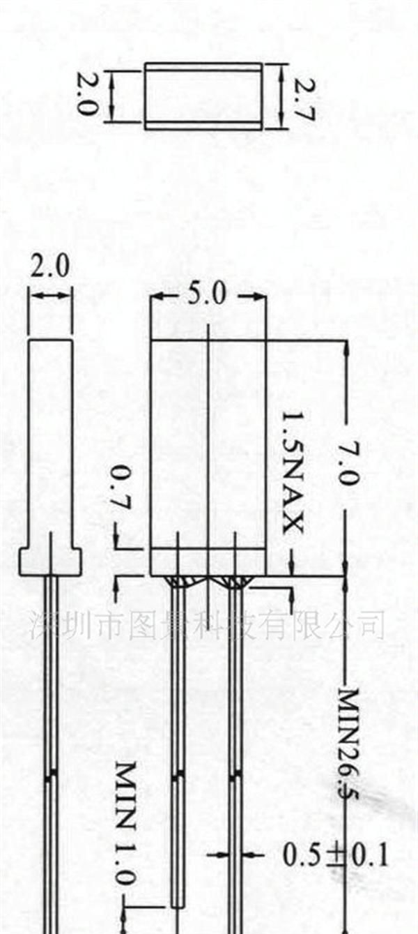 供应2X5X7方形红发红LED灯；方形红光LED灯