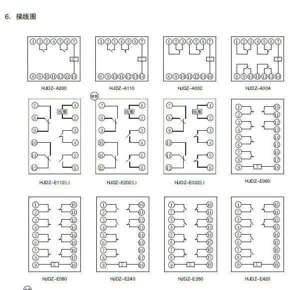 HJDZ-E440、HJDZ-E202、HJDZ-E022、HJDZ-E112中间继电器