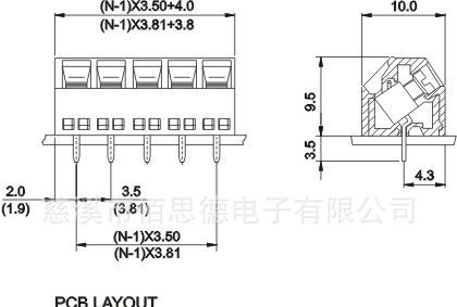 供应欧式接线端子BD102-3.5/3.81 45度斜角