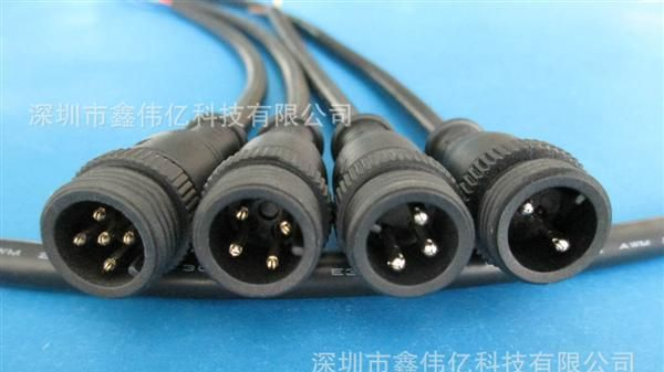 防水等级IP67    2P、3芯一出四LED灯具电源转接线 防水连接线