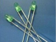 3mm圆头绿光LED灯珠 透明短脚