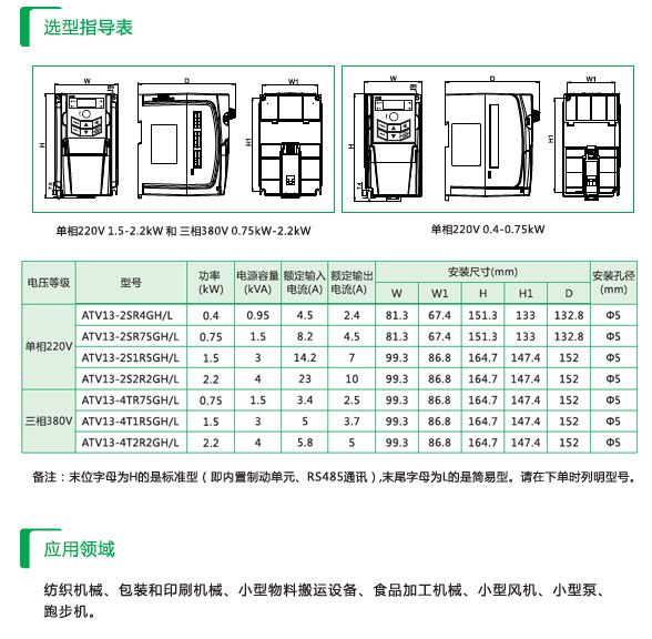 三晶变频器ATV13-4T2R2GH 2.2KW/AC380V 经济型变频器 价格另议
