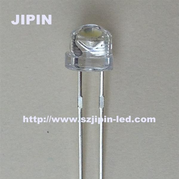 深圳LED厂家直销直插LED灯珠5mm草帽 三芯 超高亮白光 厂家