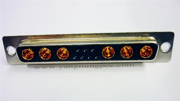 电源连接器 13W6 d-sub db  7+6 13w6母大电流混装直孔焊线