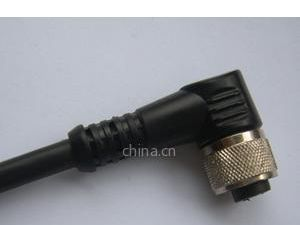 M12孔式弯型带电缆连接器