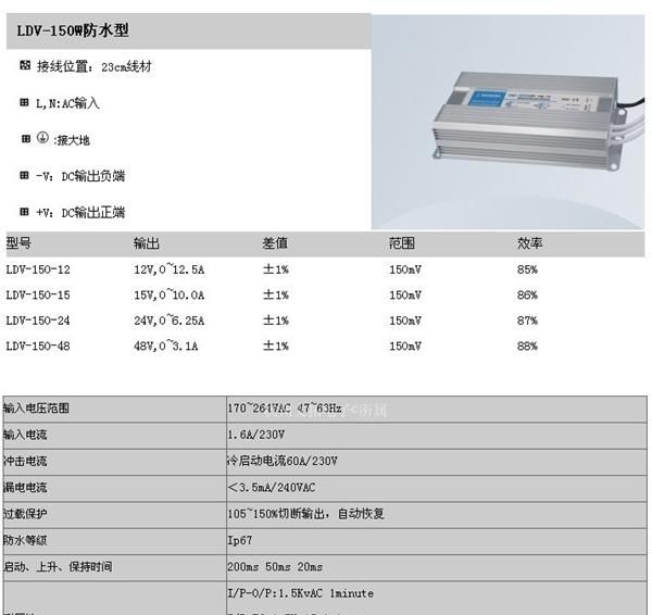 LDV-150-24LED防水开关电源