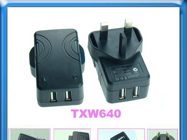 新款双USB充电器(英规双USB充电器)手机家用USB充电器