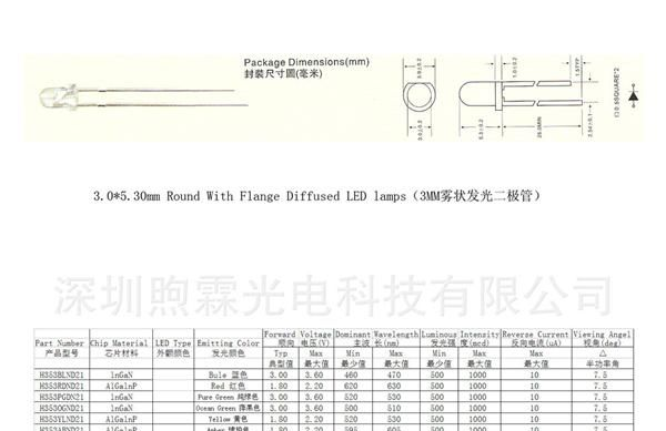 专门生产3MM雾状兰灯,长期有货