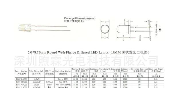 5MM雾状红灯高亮度