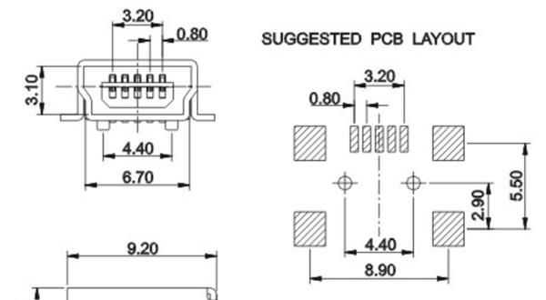 迷你usb插座 usb贴片 usb插口 mini usb贴片