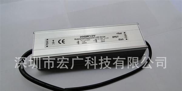 深圳厂家供应200W12V LED防水电源，防水等级IP67
