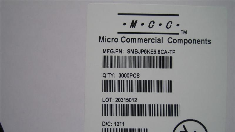 供应MCC二极管SMBJP6KE6.8CA