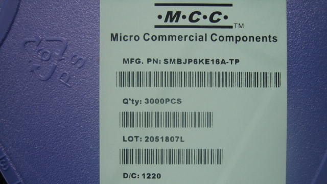 供应MCC二极管SMBJP6KE16A
