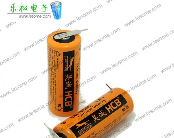 代理 昊诚HCB CR18505 3V锂锰电池 CR18505电池 功率型 带焊脚