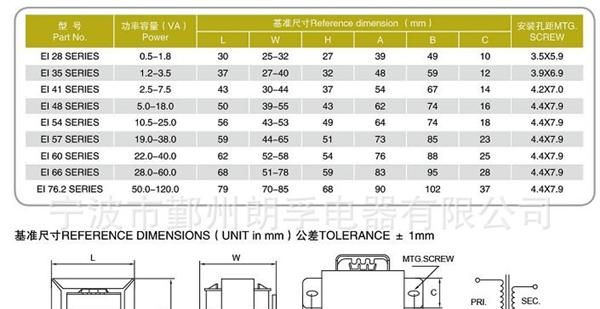 各种温控仪用电源变压器  引线夹框骑马夹式变压器